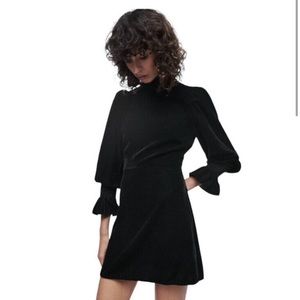Zara NWT black velvet mini dress